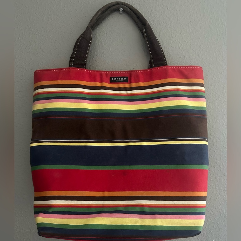 Vintage Used Kate Spade Striped Canvas Fall Bag